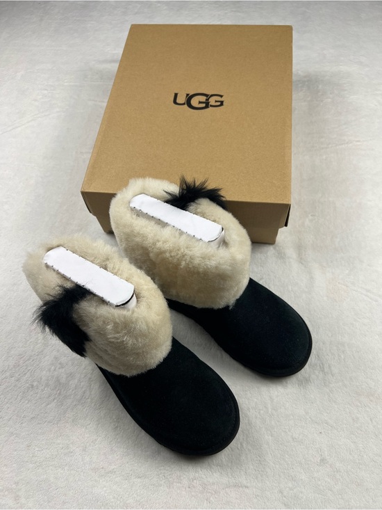 UGG Shoes - UGG Classic Mini Wisp Black Suede Sheepskin Cuff Boots Women’s US 6 NIB